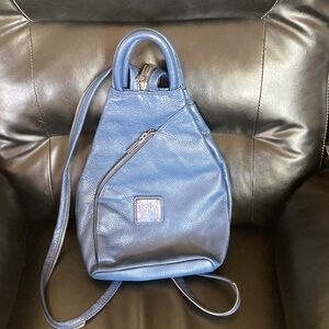 Valentino Navy Pebbled Leather Convertible Backpack